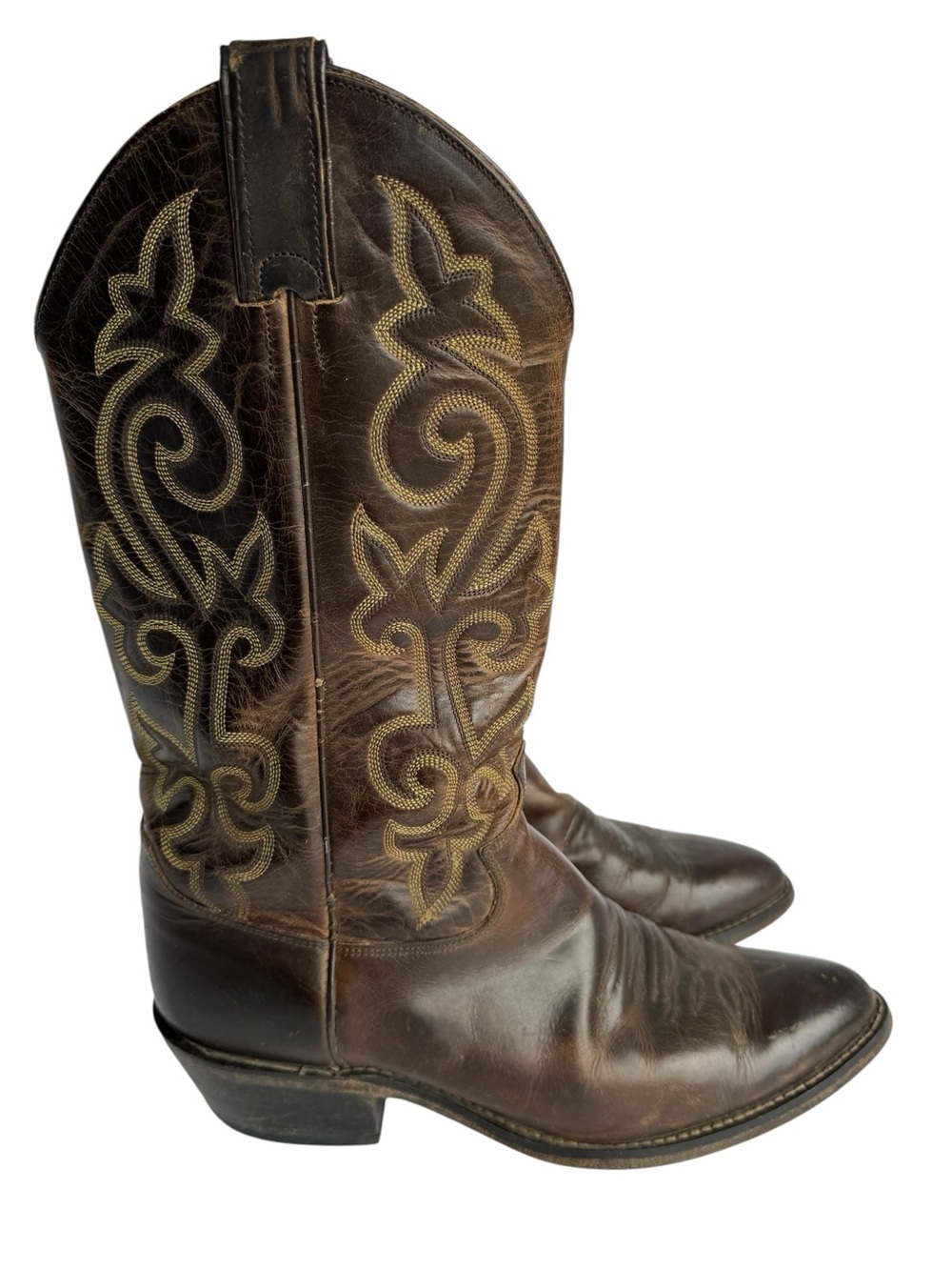 Justin Distressed Brown Leather Cowboy Boots Mens Sz 8 D Rodeo Apache Western